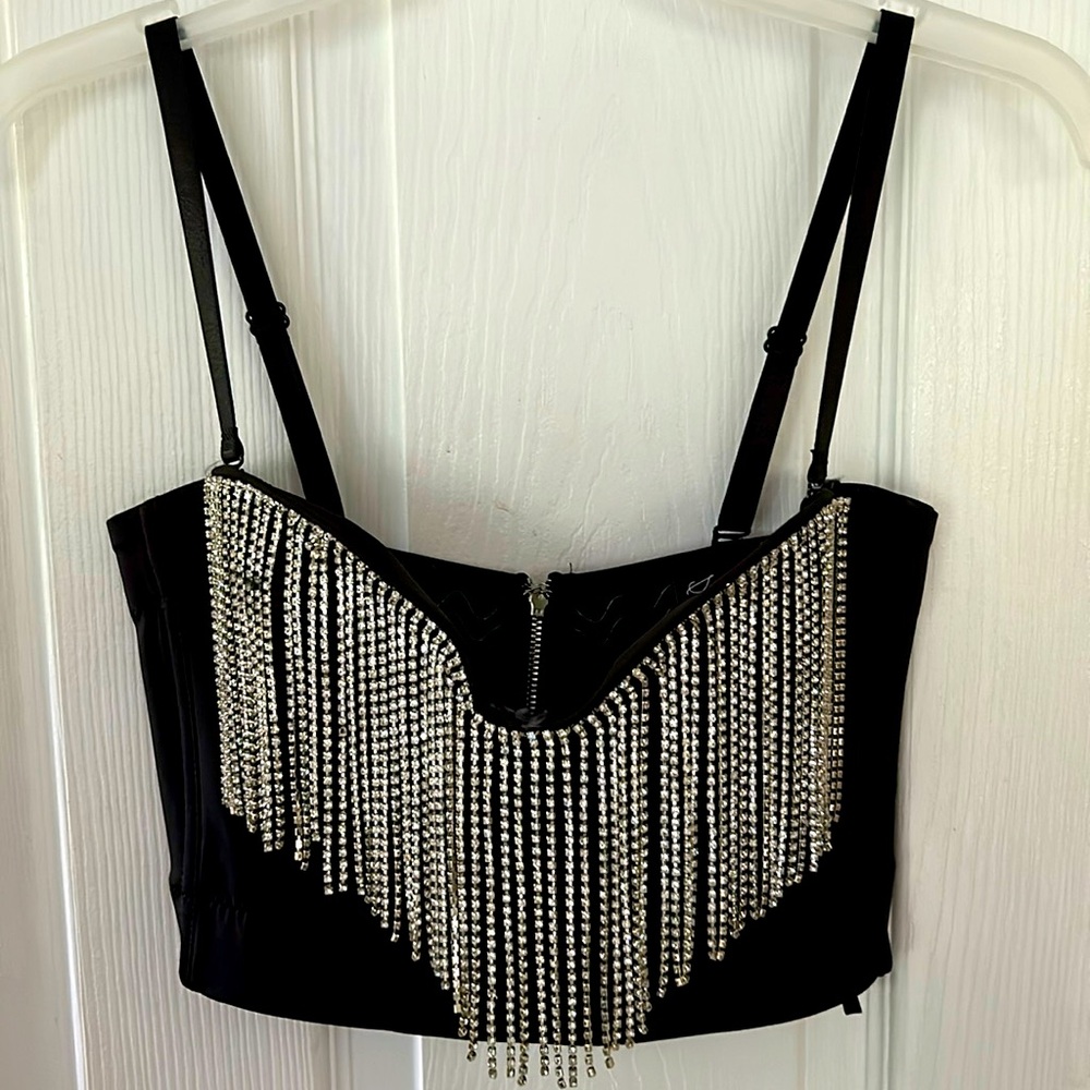 Say What NY black rhinestone bustier corset top